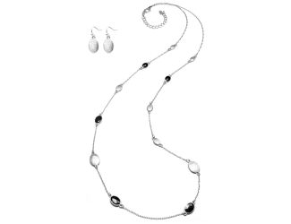 Tango Matte Silver Station Necklace and Earring Set