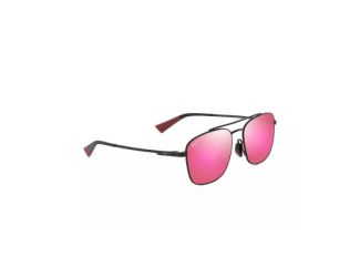 Piwai Asian Fit Polarized Sunglasses Matte Black Frame MAUI Sunrise Lens
