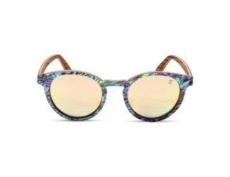 Aqua Glow - Abalone Round Sunglasses Rose Gold