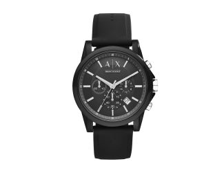 Armani Exchange Black Dial, Black Silicone Strap Watch