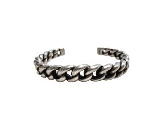 Saint Laurent Silver Gunmetal Chain Link Cuff Bracelet