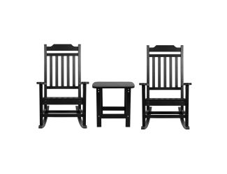 3pc Winston Rocking Chair & Table Set: Black