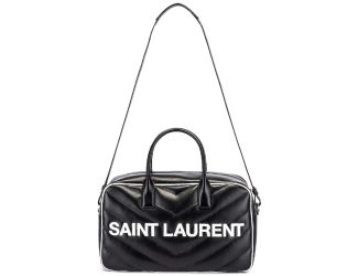 Saint Laurent Miles Logo Black Calf Leather Duffel Bowling Bag