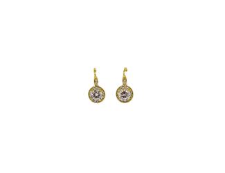 Gold Tone Halo CZ Drop Earrings