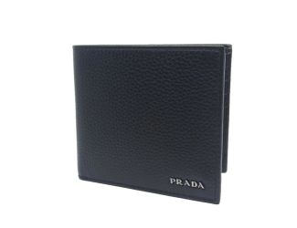 Prada Mens Bifold Nero Black Vitello Grain Leather Wallet