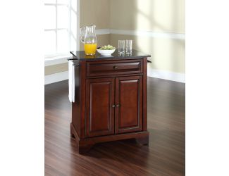 LaFayette Black Granite Top Kitchen Island Mahogany Finish