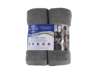 Active 2-Pack Gym Towels w/ SILVERbac Antimicrobial Technology Gray