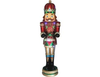 Indoor/Outdoor Oversized Christmas Decor, 61-In. Nutcracker Playing Snare Drum w/Moving Hands, Music