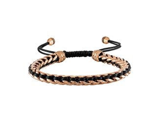 Latin GRAMMY Rose Gold-tone Links/Black Cord Bolo Bracelet