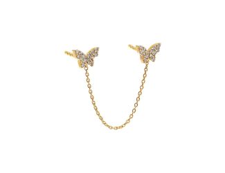 Double Butterfly Chain Stud Earring