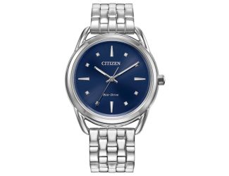 Citizen Ladies Misc Classic Eco-Drive watch, Silver-Tone Stainless Steel Bracelet with Blue dial