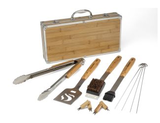 13pc Bamboo Handle Grill Tool Set