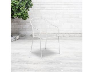 White Indoor-Outdoor Steel Patio Arm Chair with Round Back - Caf Chair
