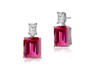 Clear and Pink Two-Stone Drop Earrings Size 0.74