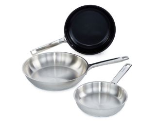DiNA Helix 3pc Recycled Stainless Steel Fry Pan Set with Non-Stick Ceramic Fry Pan