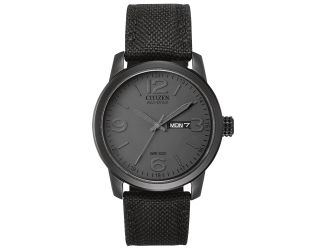 Men's Chandler Military-Style Eco-Drive Watch, Black Strap with Khaki Dial