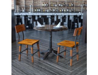 2 Pack Commercial Grade Rustic Antique Walnut Industrial Style Wood Dining Chair