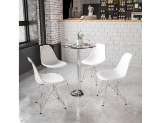 23.5" Round Glass Table with 35.5"H Chrome Base - Pedestal Table - Event Table