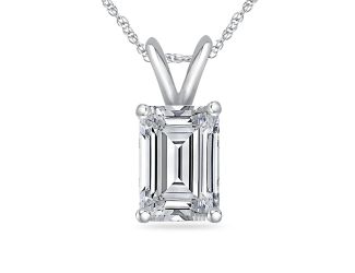 Emerald Shaped Pendant w/Chain Size 1.50ct