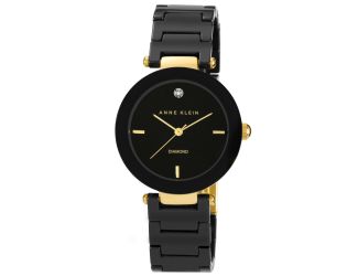 Women's Ceramic Diamond Dial Black Bracelet Watch