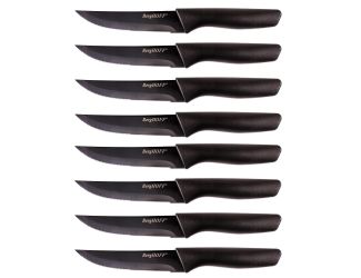 Serrated 8pc Steak Knife Set, Black