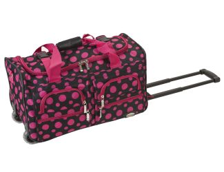 22" Rolling Multi-Pocket Duffle - Black/Pink Dot