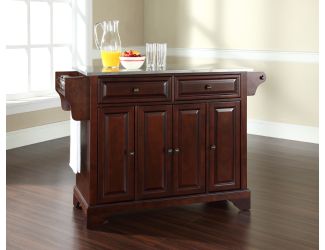 LaFayette Stainless Steel Top Kitchen Island in Vintage Mahogany Finish