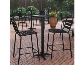 23.25" Round Aluminum Indoor-Outdoor Bar Height Table with Flip-Up Table - Black