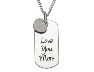 Joyful Sentiments Love You More Dog Tag Pendant Necklace