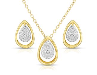 Diamond Tear Drop Earring & Necklace Set