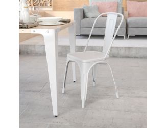 White Metal Indoor-Outdoor Stackable Chair - Restaurant Chair - Bistro Chair