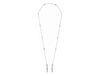 Miu Miu Crystal Pink AirPods Chain Necklace Silver Hardware
