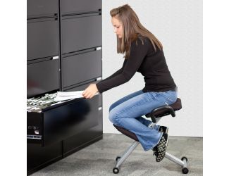 Ergonomic Kneeling Office Chair with Handles in Black Fabric