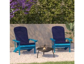 Indoor/Outdoor Light Gray Adirondack Chairs with Gray Cushions - Set of 2
