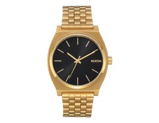 Mens Time Teller Gold-Tone Stainless Steel Watch Black Dial
