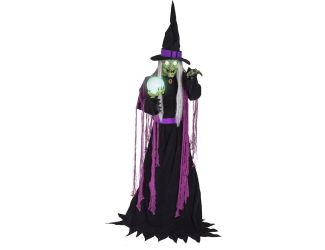 6-Ft. Tall Motion-Activated Fortune Teller Witch by SVI, Premium Talking Halloween Animatronic, Plug