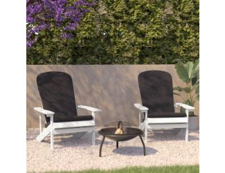 Indoor/Outdoor White Adirondack Chairs with Teal Cushions - Set of 2