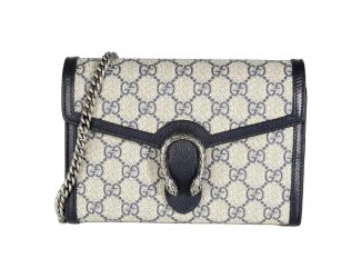 Gucci Navy GG Supreme Canvas Mini Dionysus Chain Wallet