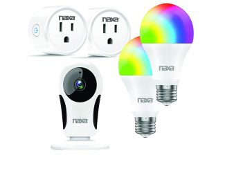 Naxa Wi-Fi Smart Home Kit, includes 1 Wi-Fi camera, 2 smart plugs & 2 smart light bulbs