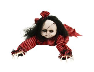 Animatronic Haunted Crawling Baby Doll with Lights and Sound, Indoor or Covered Outdoor Halloween De