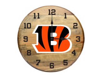 Cincinnati Bengals Oak Barrel Clock
