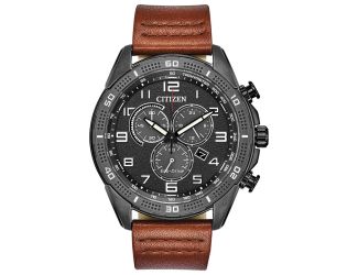 Men's Eco-Drive Watch, Gray Stainless Steel with Black Dial