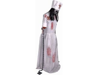 Animatronic Convulsing Nurse by Tekky Halloween Decoration with Motion-Activated Sounds