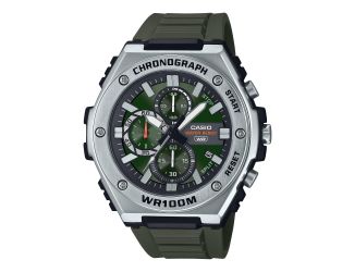 Unisex Sporty Analog Chronograph Dark Green Resin Strap Watch Dark Green Dial