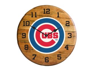 Chicago Cubs Oak Barrel Clock