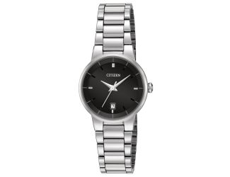 Citizen Ladies Quartz Watch, Stainless Steel with Black Dial