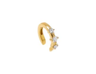 Diamond Triple Stone Ear Cuff Earring