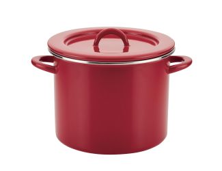 Create Delicious 12qt Enamel on Steel Stockpot w/ Lid Red