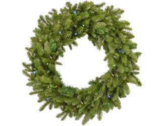 36-In. Greenland Artificial Holiday Wreath with Multi-Colored Battery-Operated LED String Lights for