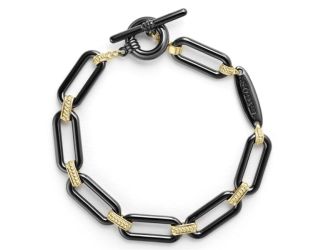 18K Gold and Ceramic Link Bracelet Size 7"